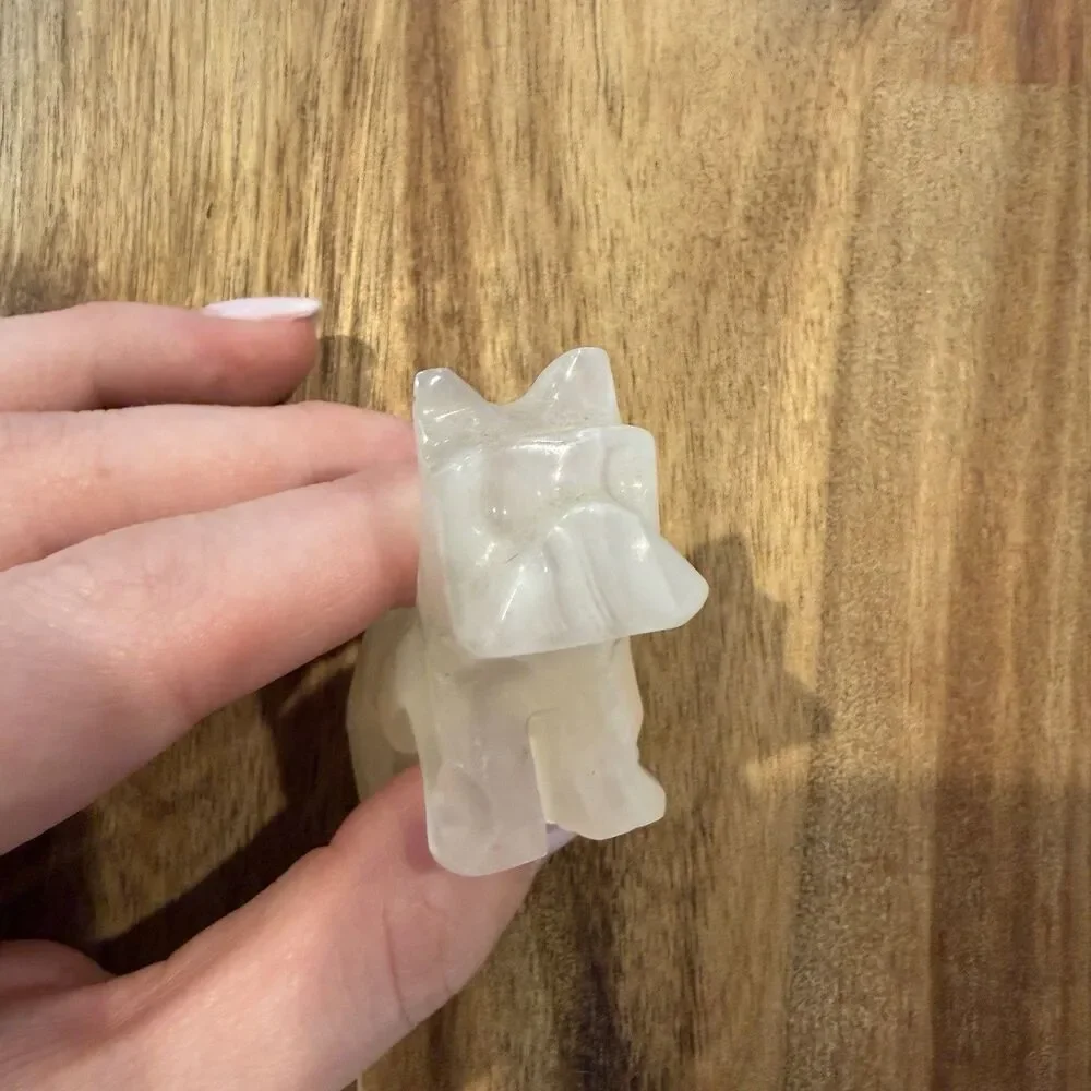 Vintage Marble/Quartz Stone White Scottish Terrier Scottie Trinket Figurine Mini